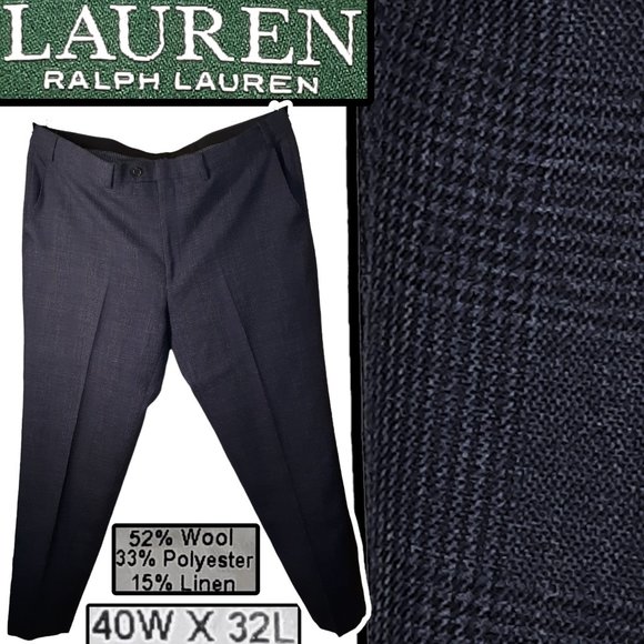 Lauren Ralph Lauren Other - Men's Ralph Lauren Navy blue plaid wool dress pants slacks size 40×32 🧾